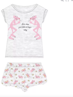 Pink Panther kinder shortama grijs / roze