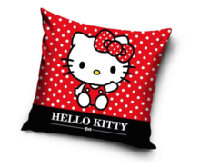 Hello Kitty velour kussenhoes, zwart/wit/rood