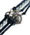 Gevlochten dames armband, blauw/wit met bedeltjes Maritieme_